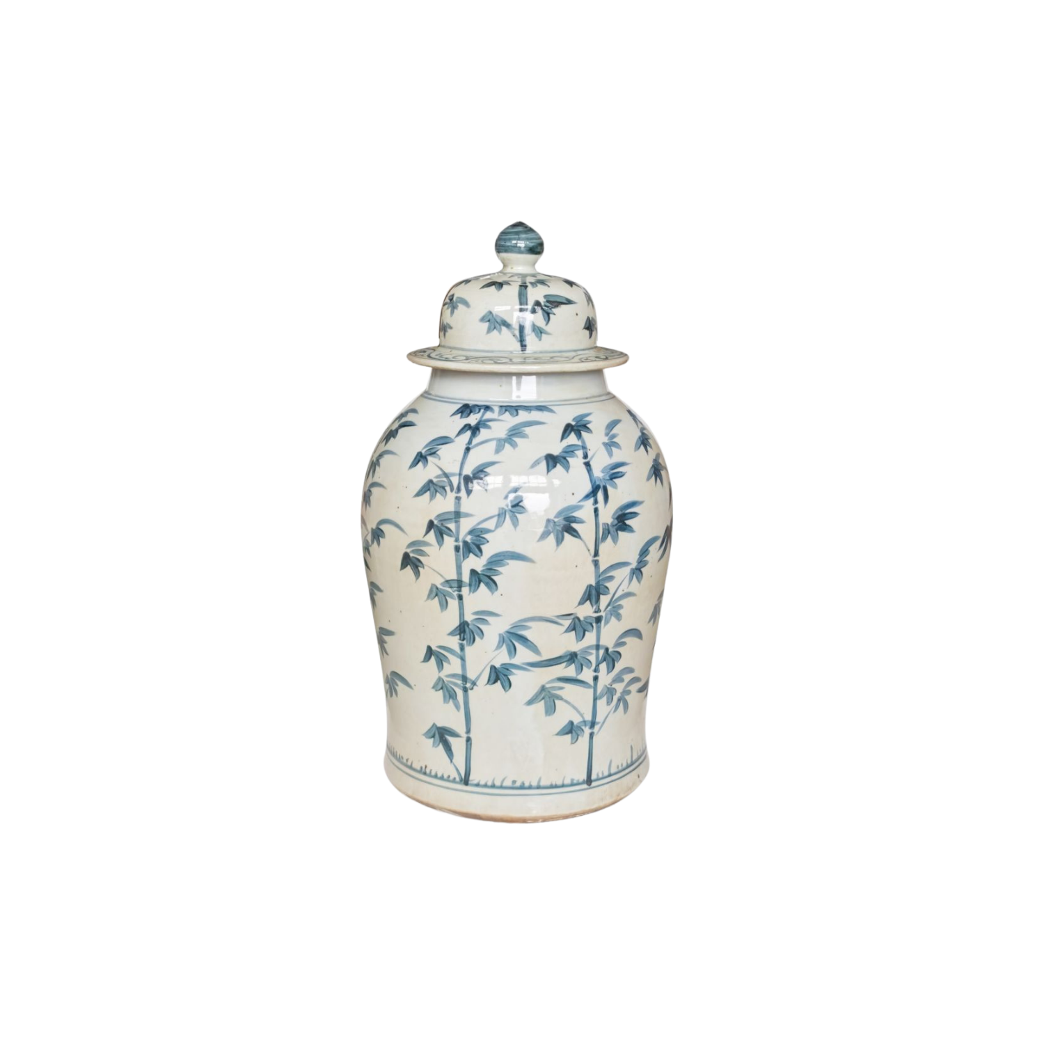 Barclay Butera Couture Graceful Bamboo Large.. Blue & White Porcelain Temple Jar