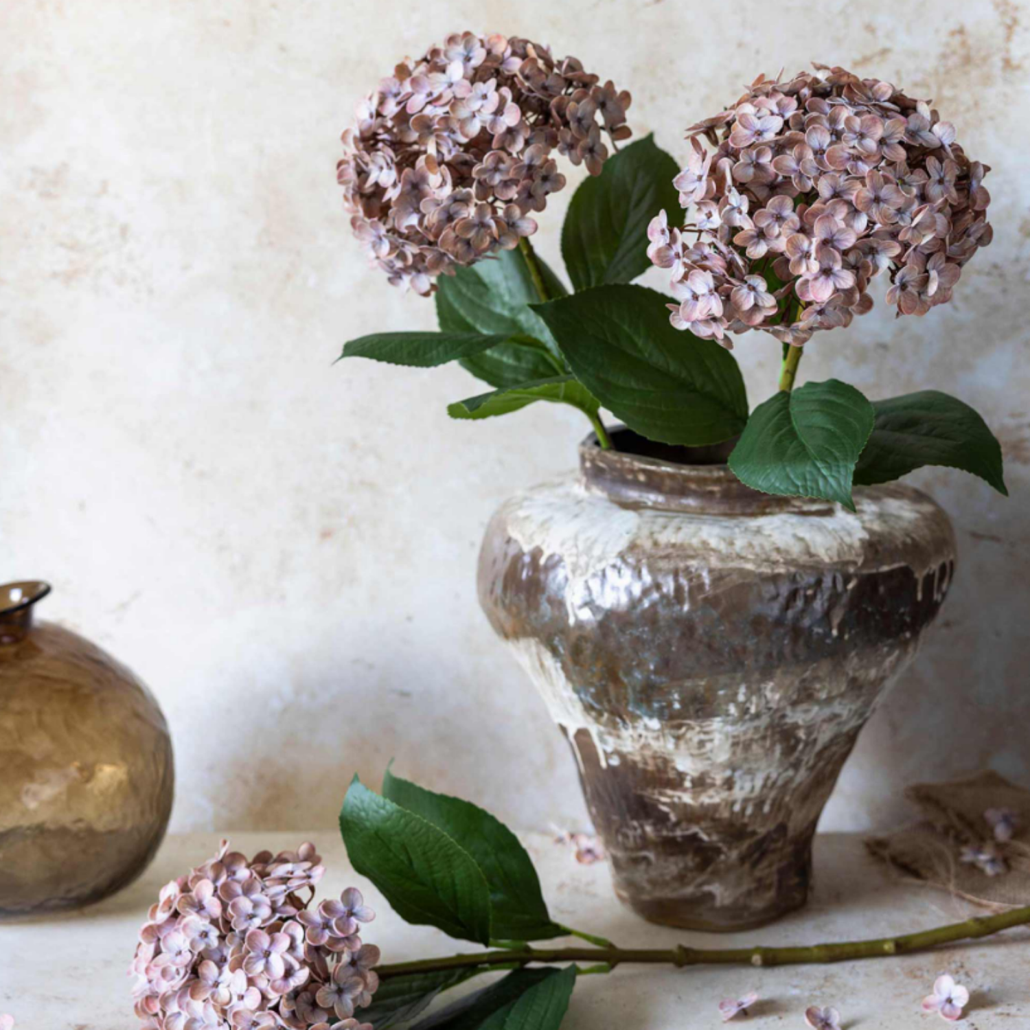 Artificial Hydrangea in Antique Blush - Set of 3