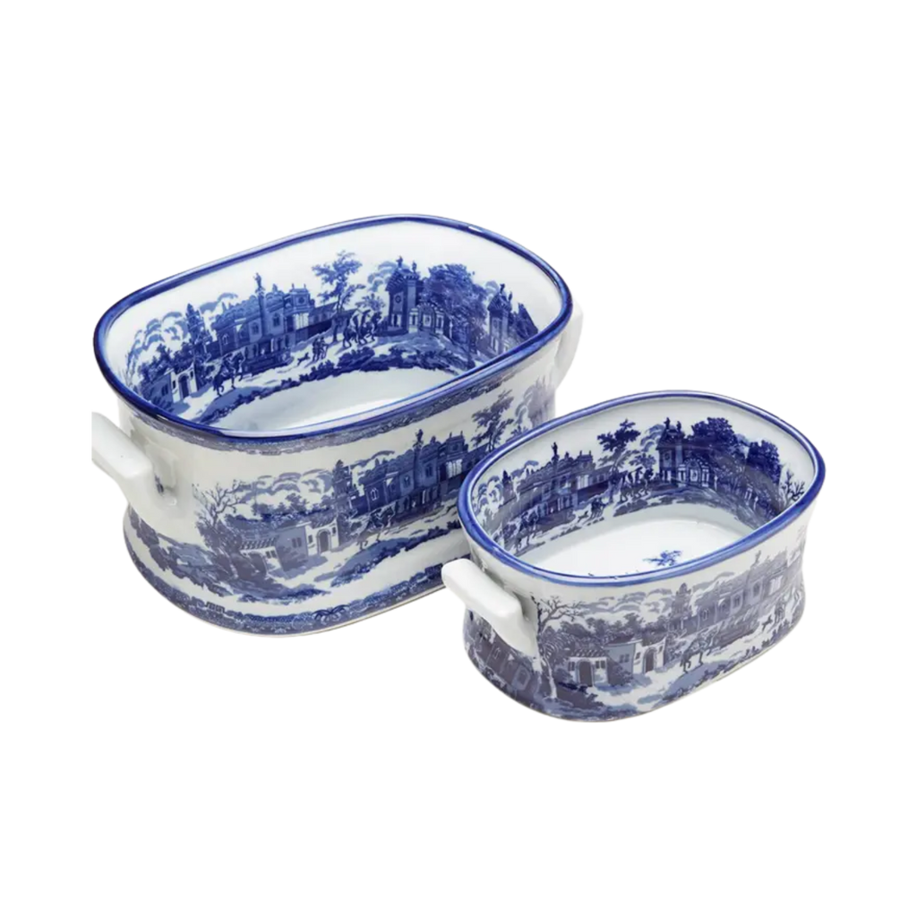 Blue and White Footbath Design Planters (Set of Two)