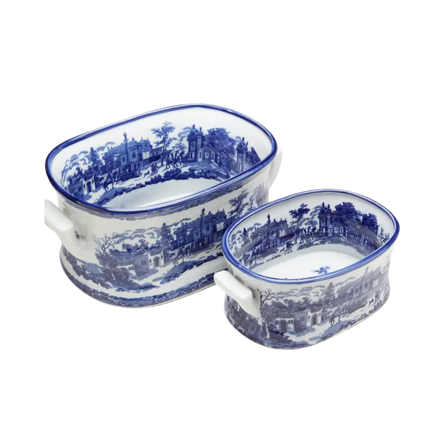 Blue and White Footbath Design Planters (Set of Two)