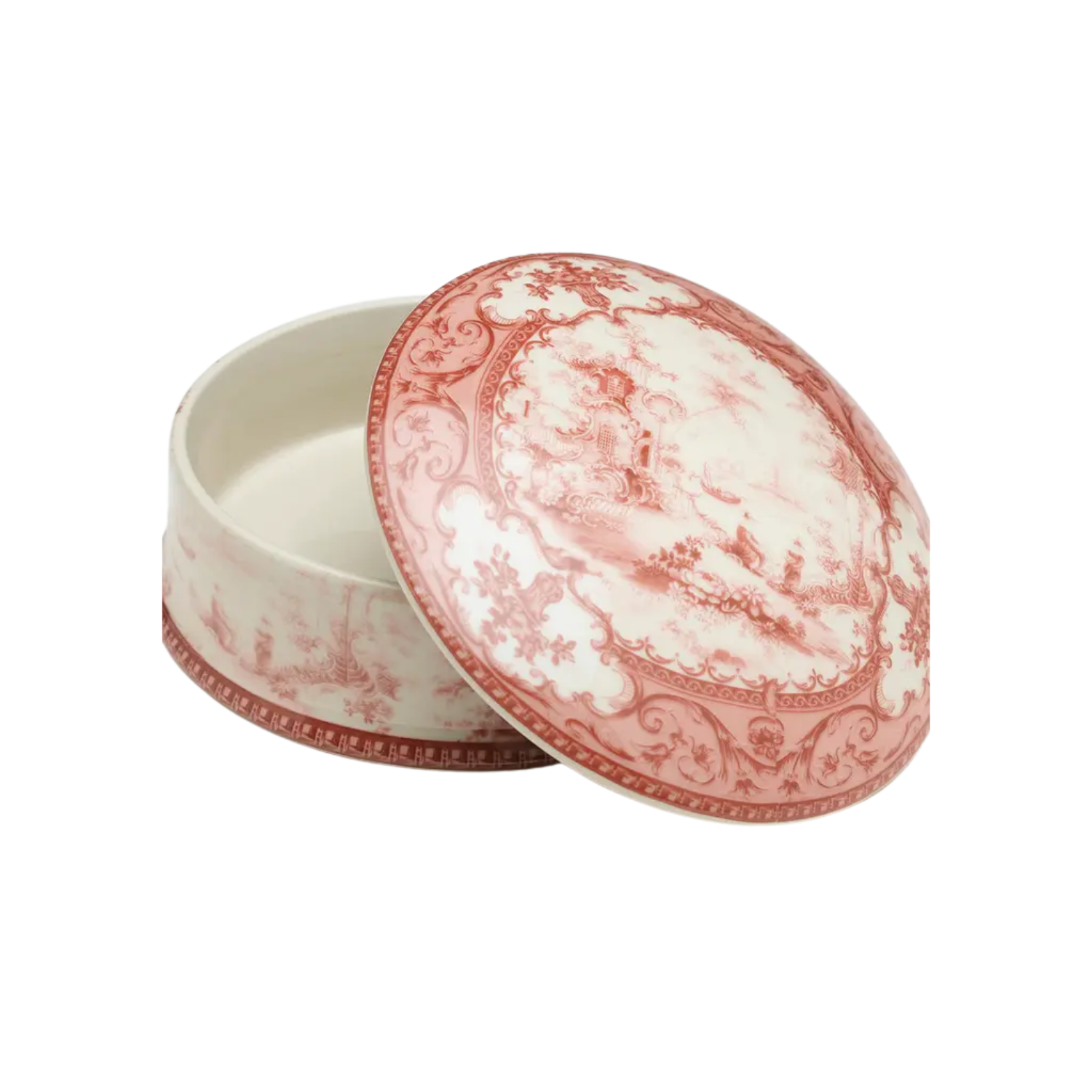 Dark Pink & Cream Round Porcelain Box