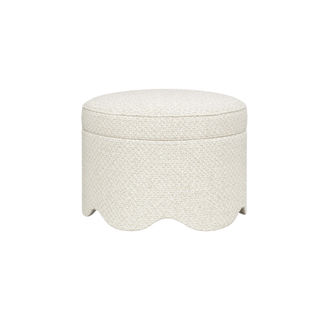Suzie Scalloped Ottoman Warm Porcelain