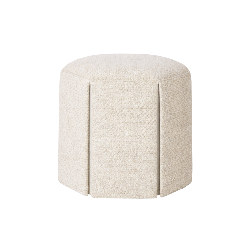 Evans Skirted Ottoman Warm Porcelain