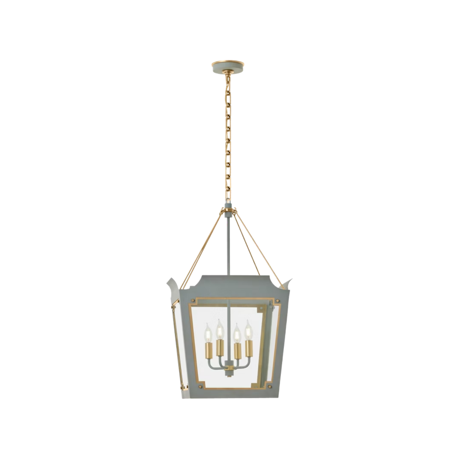 Caddo Medium Lantern | Celadon with Gild