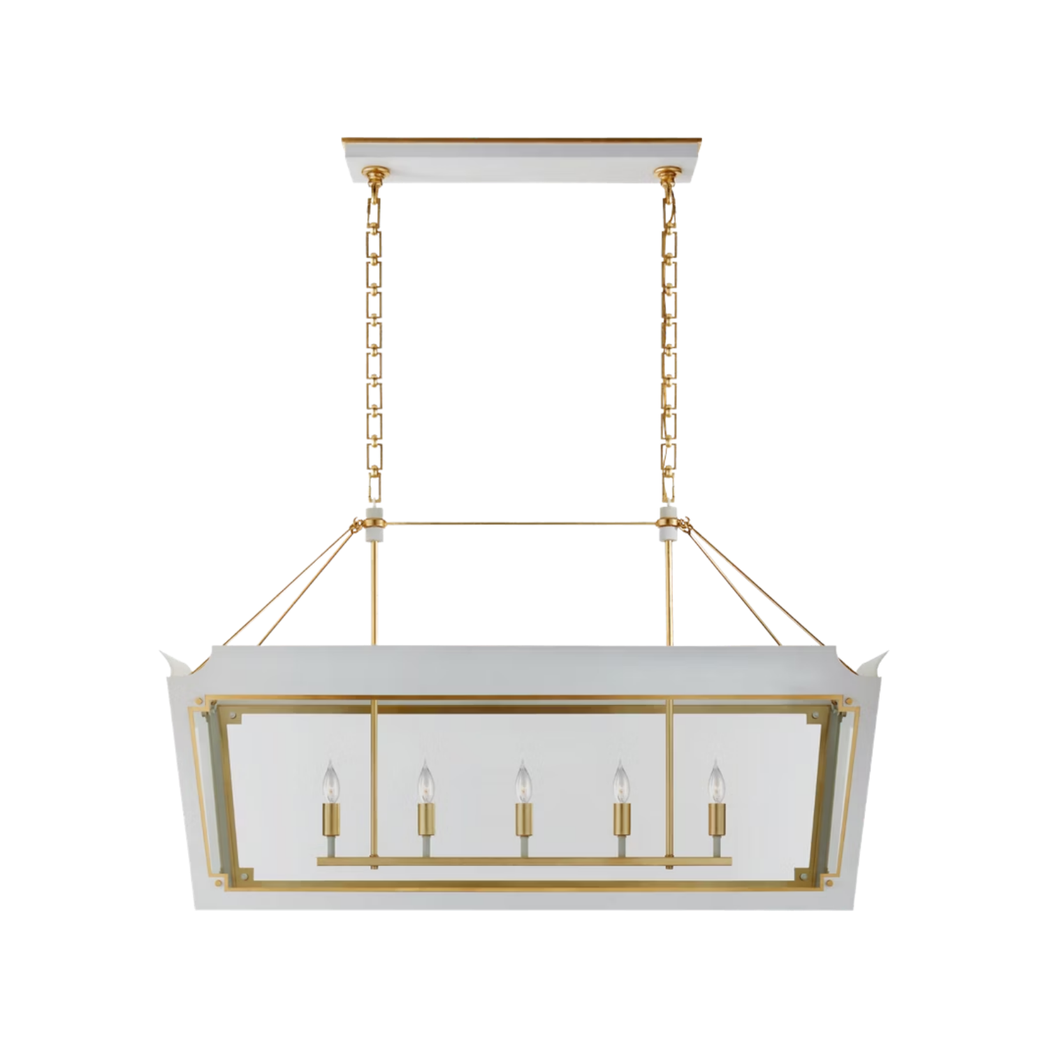Caddo Medium Linear Lantern | Soft White with Gild